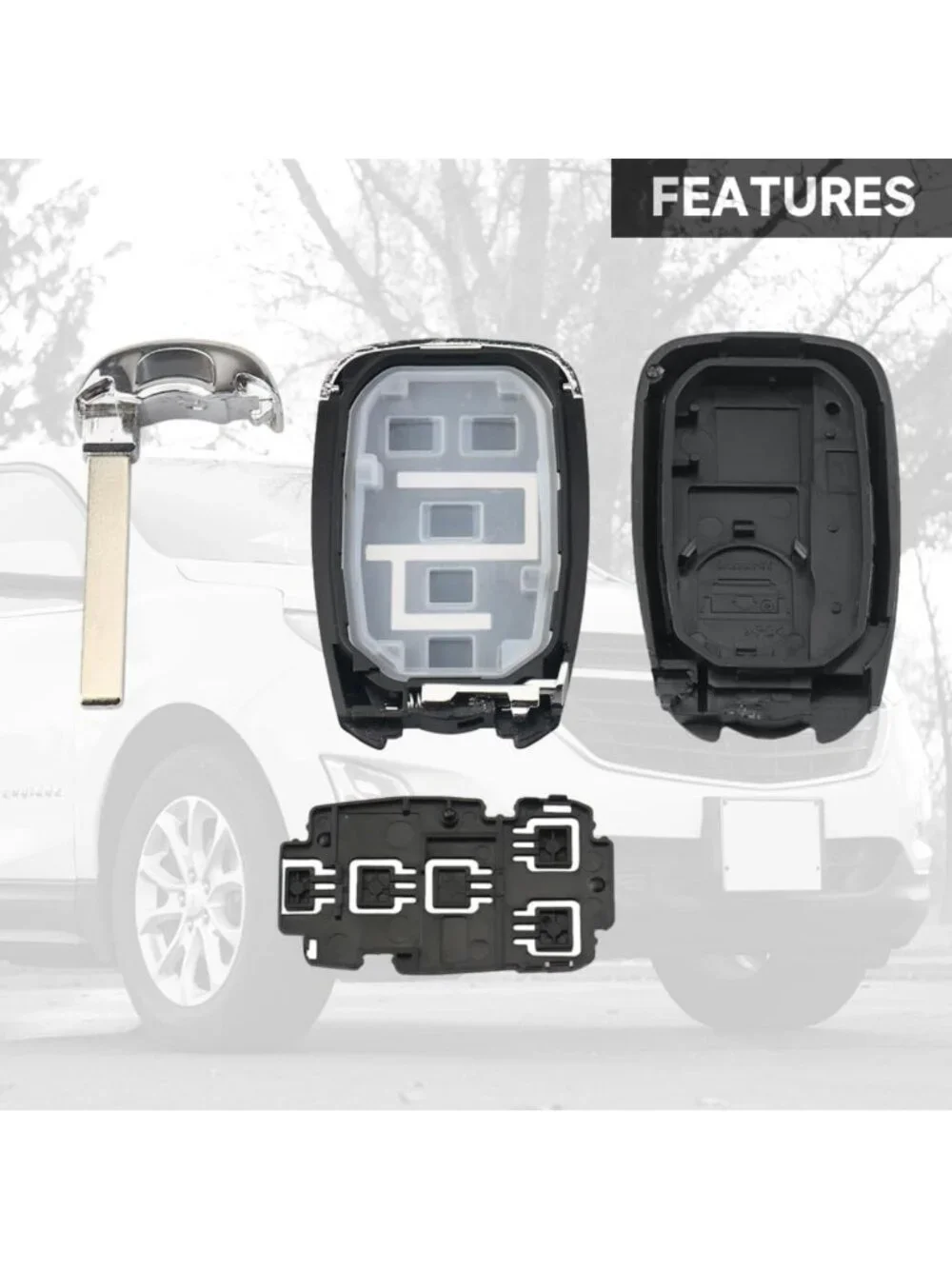 5-Button Key Fob Cover Shell Case Replacement for Chevy Equinox & Blazer